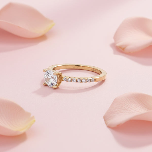 Gold plated Studded Ring with Cubic Zirconia