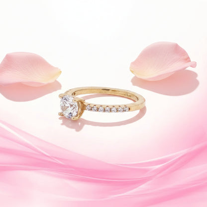Gold plated Studded Ring with CZ Diamond