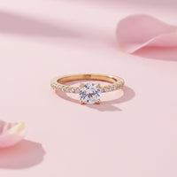 Gold plated Studded Ring with CZ Diamond