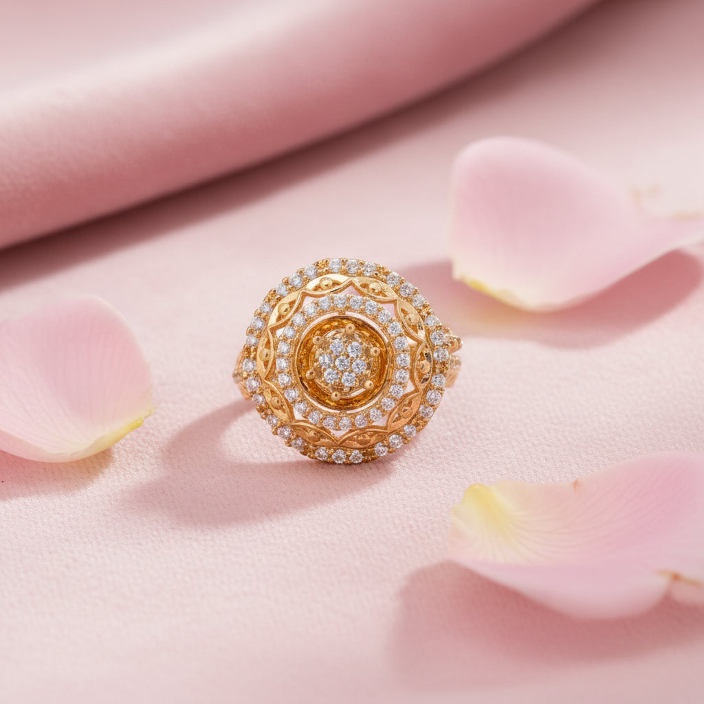 Diamond Studded Ring in Gold plated