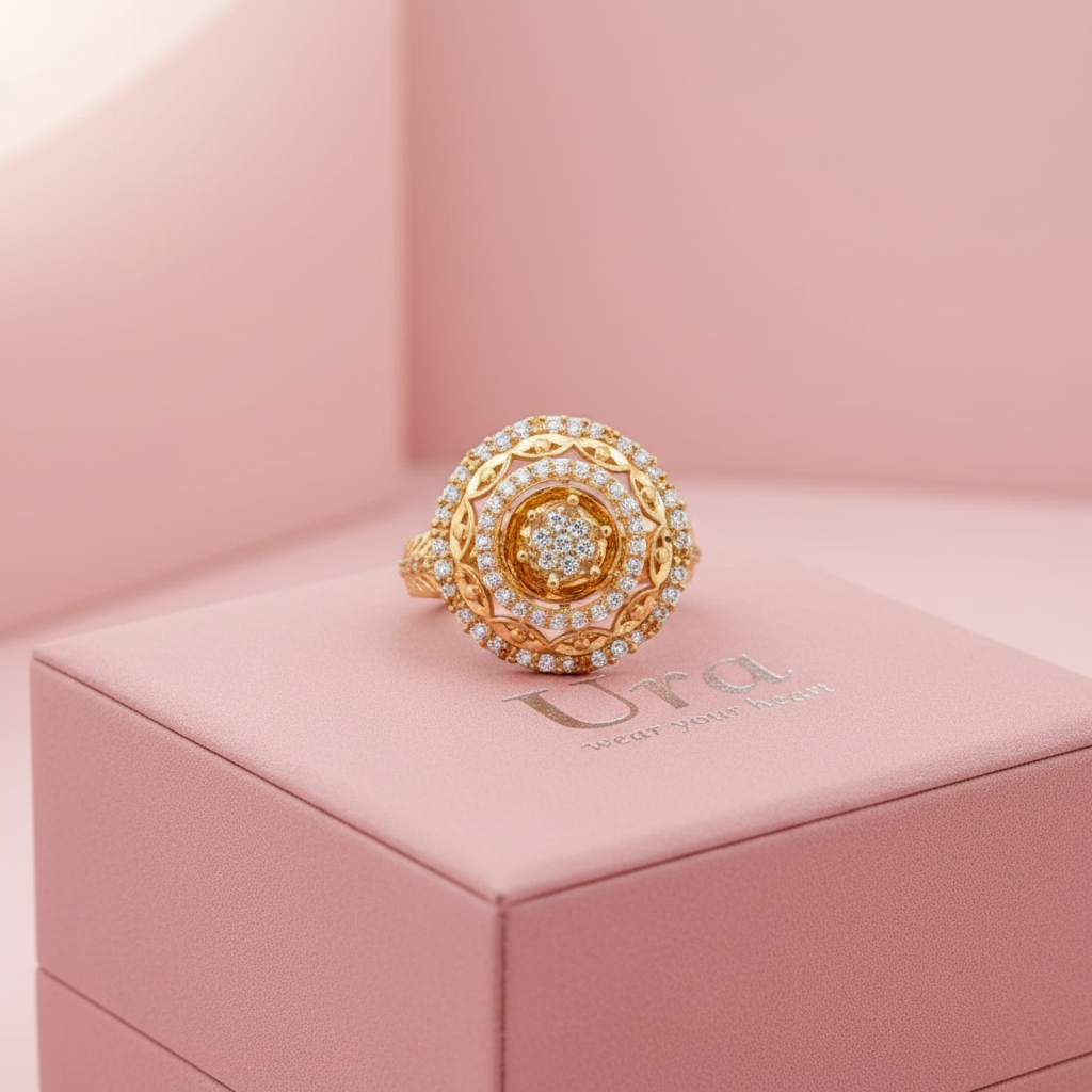 Diamond Studded Ring in Gold plated