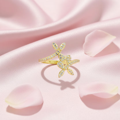 Gold plated floral Studded Ring
