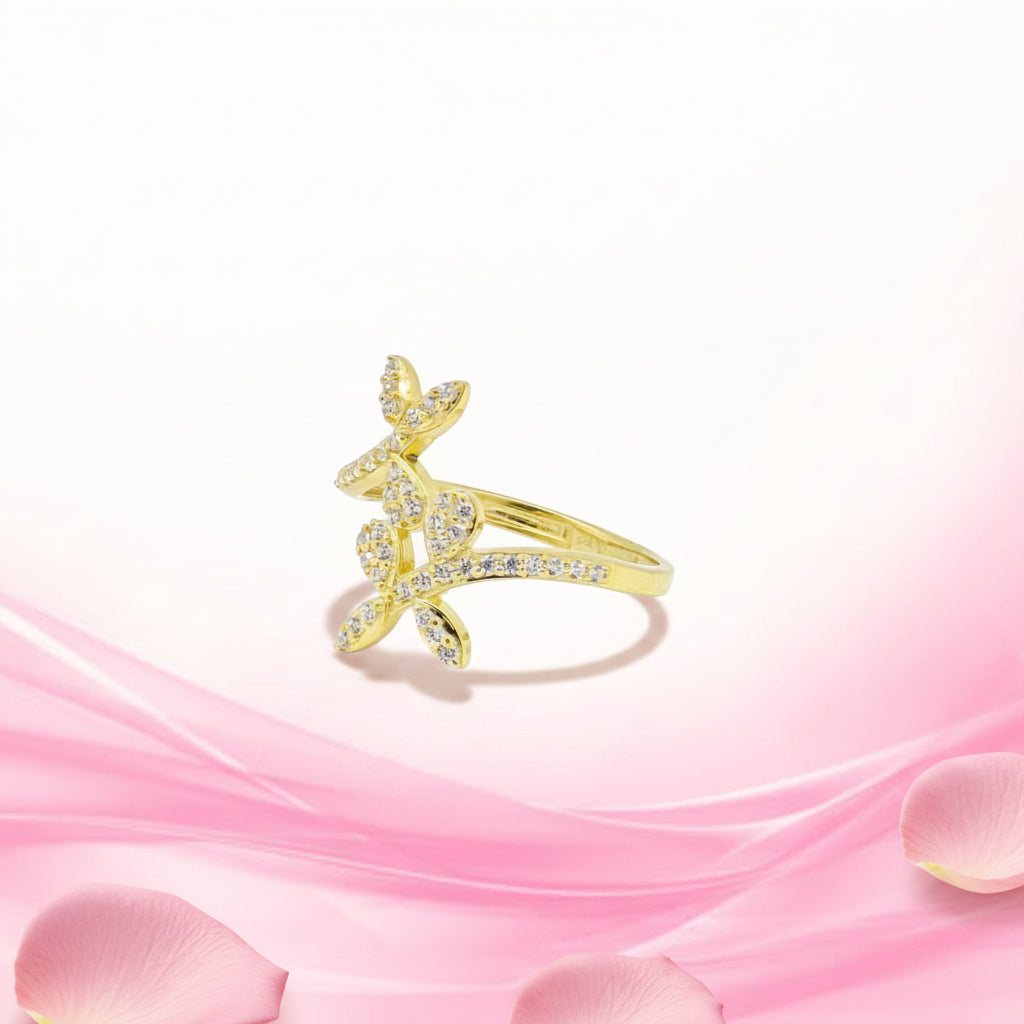 Gold plated floral Studded Ring