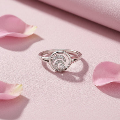 Sparkling Wave Studded Ring