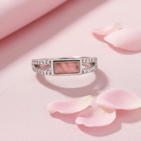 Meena Rings Rectangular Pink Stone Ring
