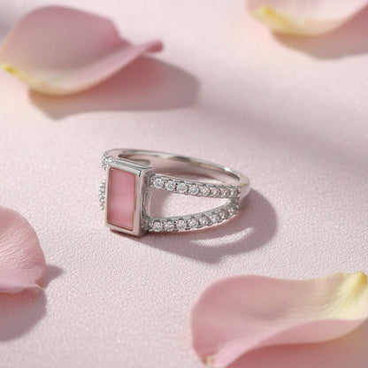 Meena Rings Rectangular Pink Stone Ring