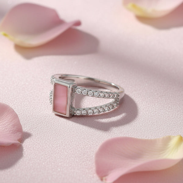 Meena Rings Rectangular Pink Stone Ring