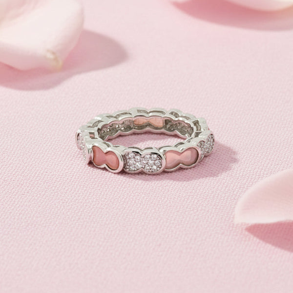 Meena Rings Diamond and Pink Mother of Pearl Ring