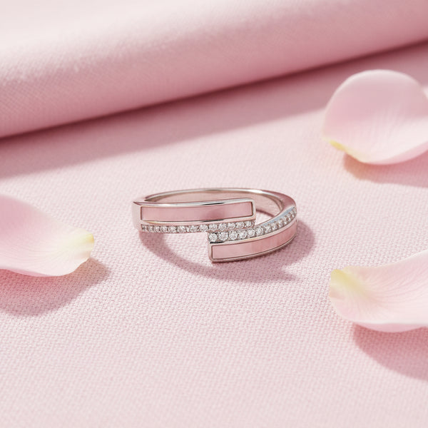 Meena Rings Pink Mother of Pearl and Diamond Ring