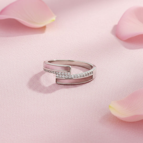 Meena Rings Pink Mother of Pearl and Diamond Ring