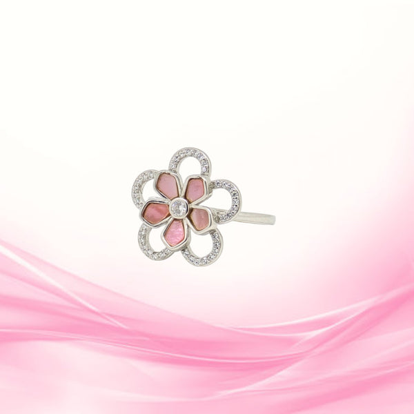 Meena Flower Ring with Crystals