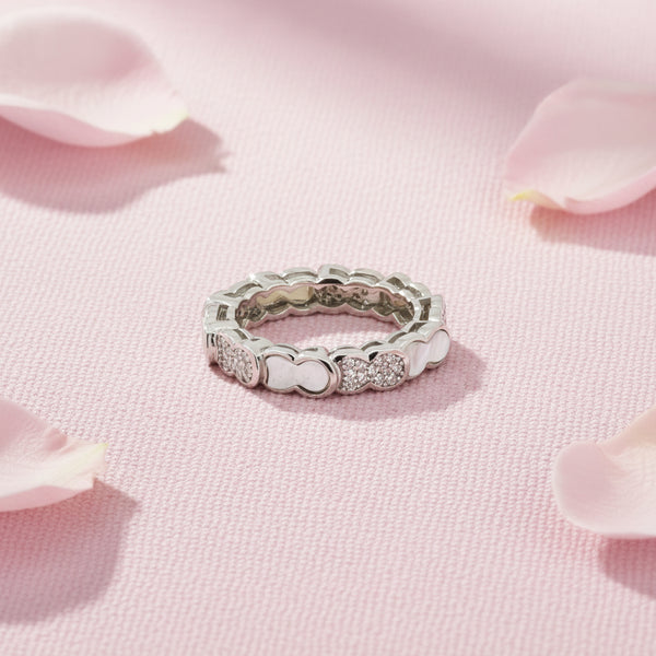 Meena Ring with Diamonds and Mother of Pearl
