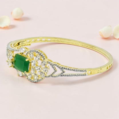Emerald Silver Kada Bracelet 92.5
