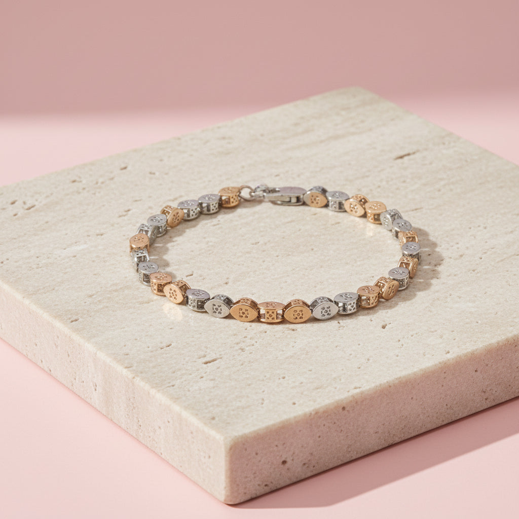 Two-Tone Silver Gents Bracelet