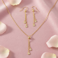 Gold Necklace and Earring Set with Pendants