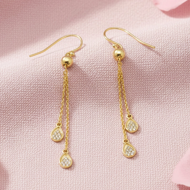 Gold Necklace and Earring Set with Pendants