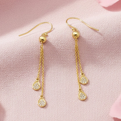 Gold Necklace and Earring Set with Pendants
