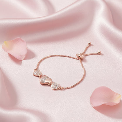 Rose Gold Plated Heart Chain Bracelet