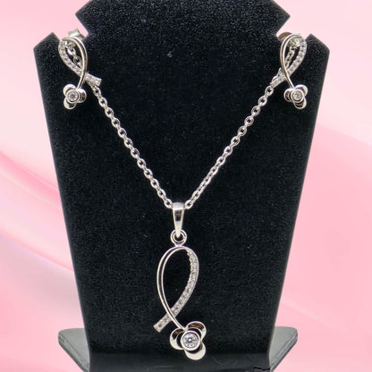 Sterling Silver Necklace Set with CZ