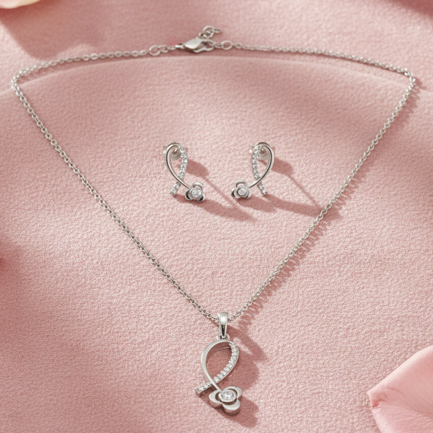 Sterling Silver Necklace Set with CZ