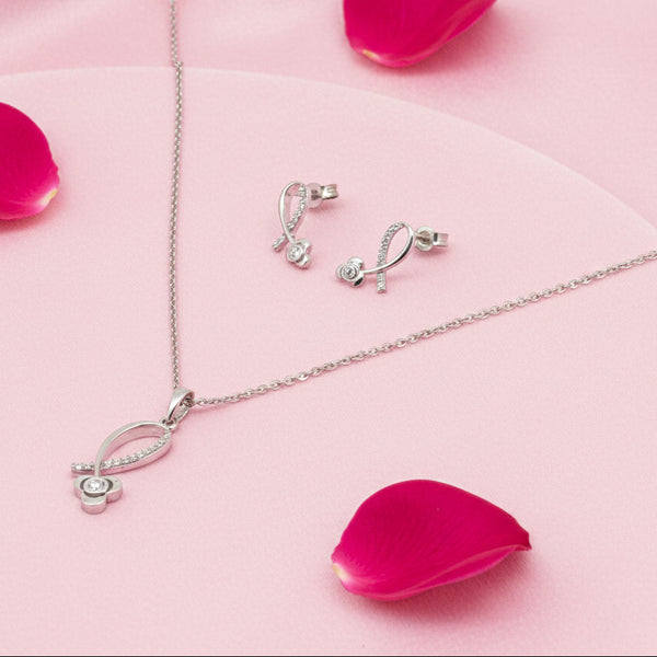 Sterling Silver Necklace Set with CZ