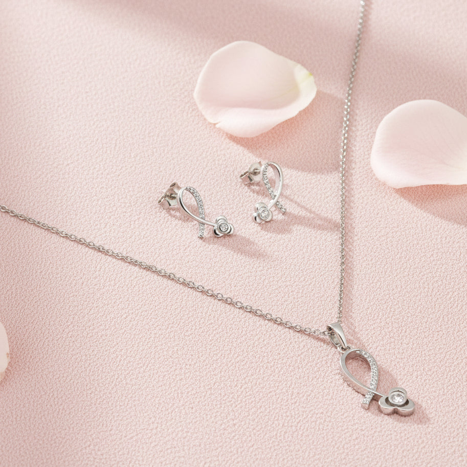 Sterling Silver Necklace Set with CZ