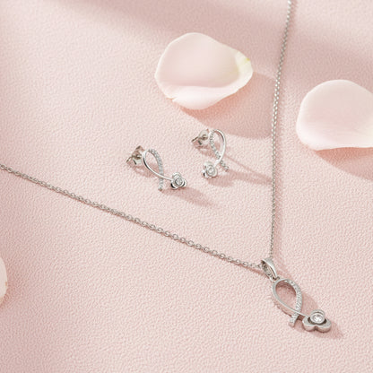 Sterling Silver Necklace Set with CZ