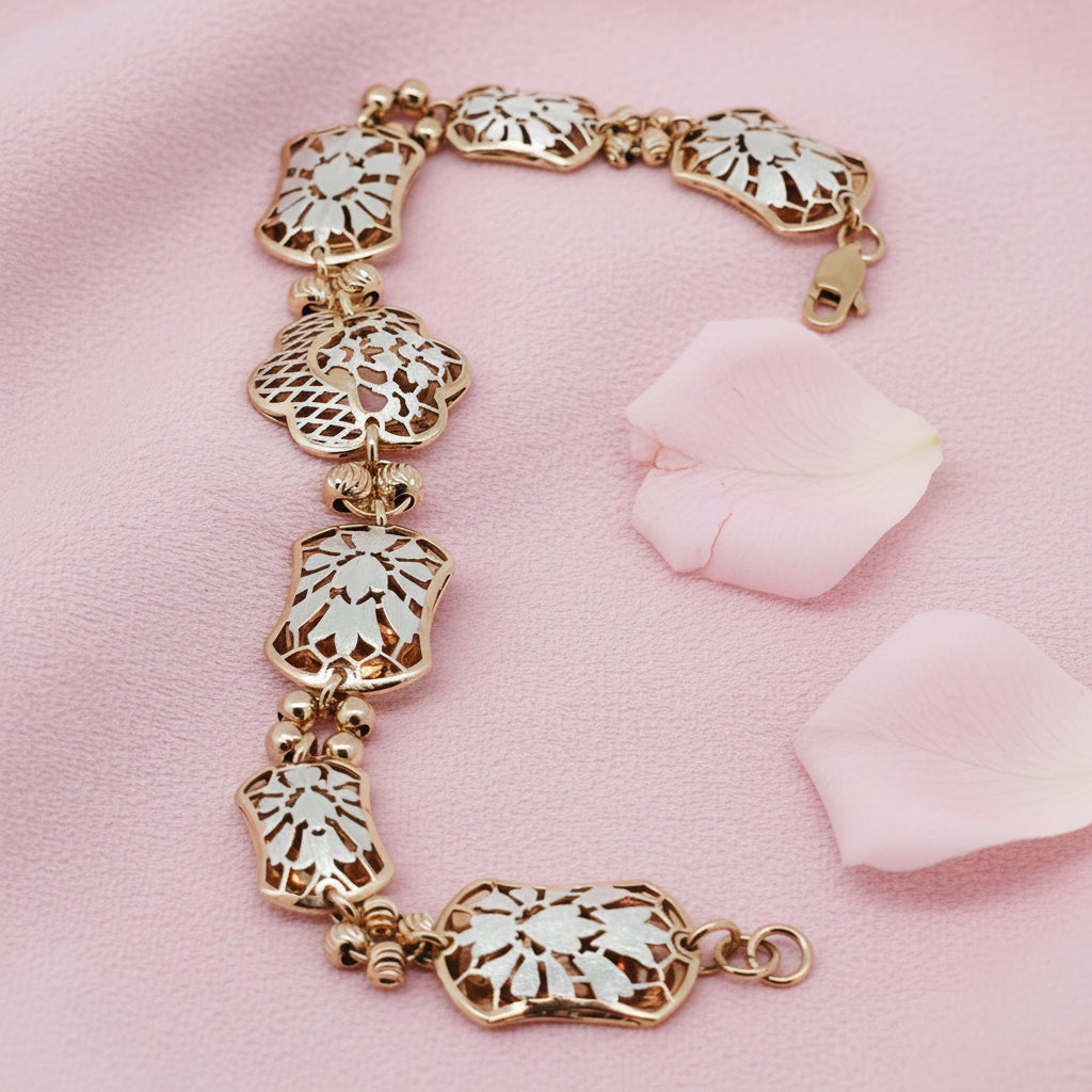 Rose Gold Plated Fancy Chain Bracelet