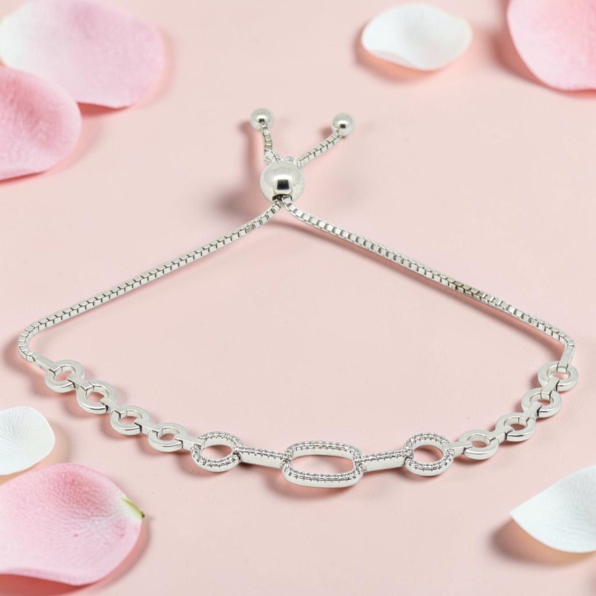 Sterling Silver CZ Adjustable Bracelet