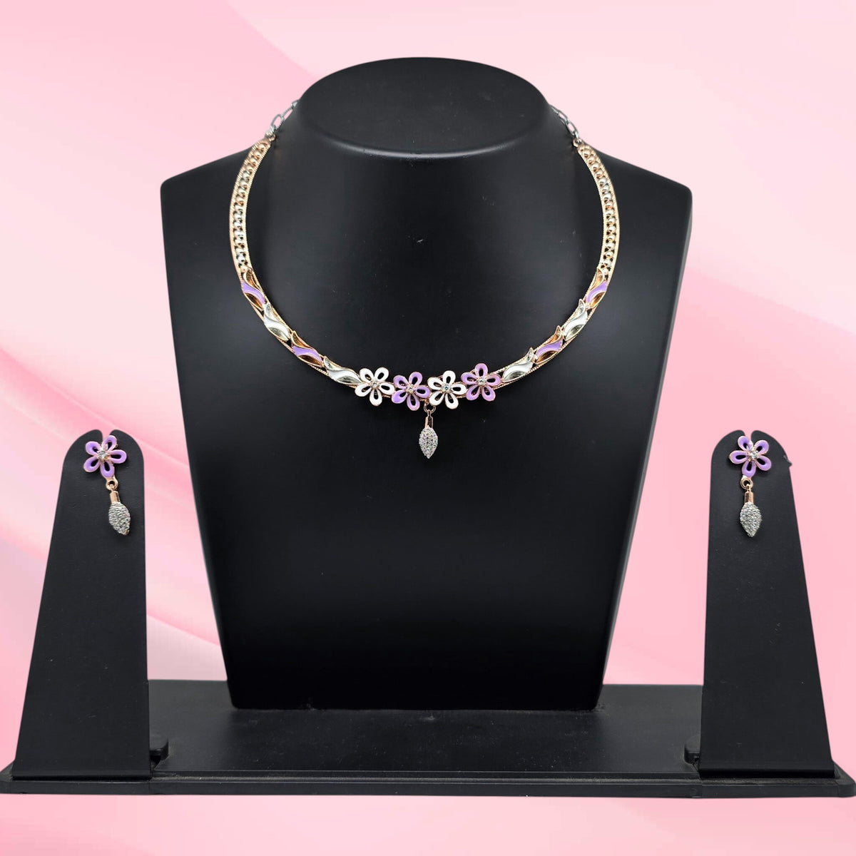 925 Sterling Silver Flower Necklace Set