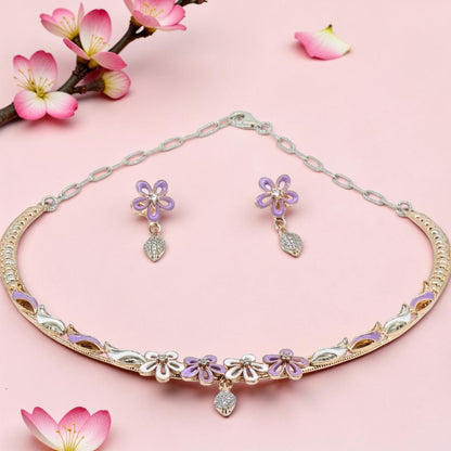 925 Sterling Silver Flower Necklace Set