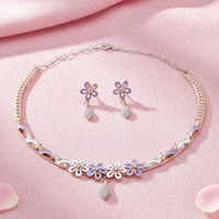 925 Sterling Silver Flower Necklace Set