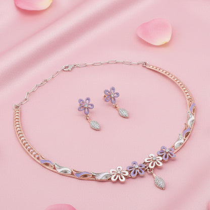 925 Sterling Silver Flower Necklace Set
