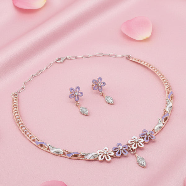 925 Sterling Silver Flower Necklace Set
