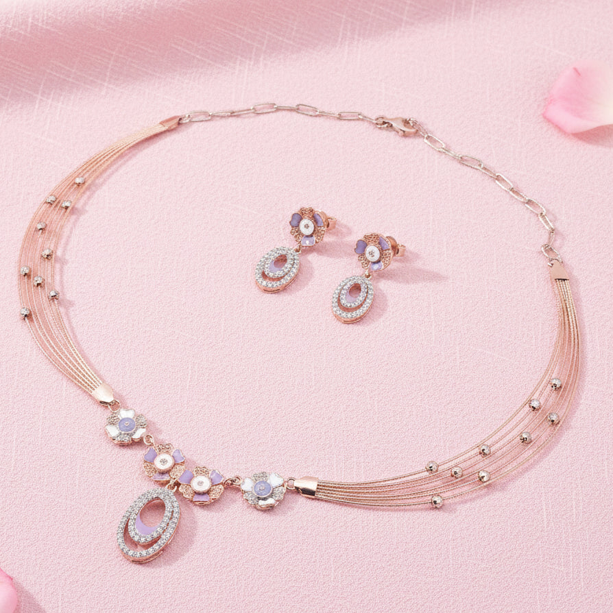 925 Silver Necklace Set with Earrings