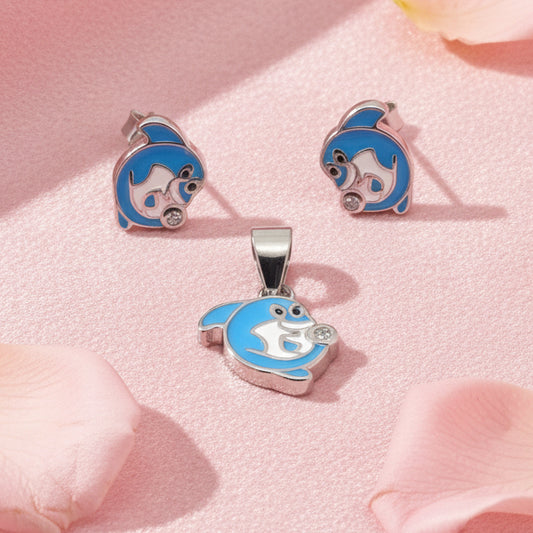 Silver Dolphin Pendant Set for Kids