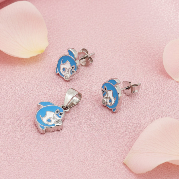 Silver Dolphin Pendant Set for Kids