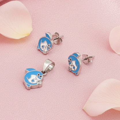 Silver Dolphin Pendant Set for Kids