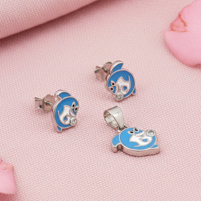 Silver Dolphin Pendant Set for Kids
