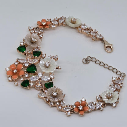 Floral MOP Bracelet Silver 92.5