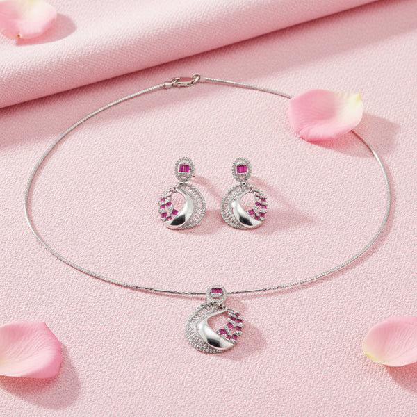 925 Sterling Silver CZ Necklace Set