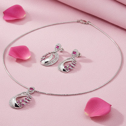 925 Sterling Silver CZ Necklace Set