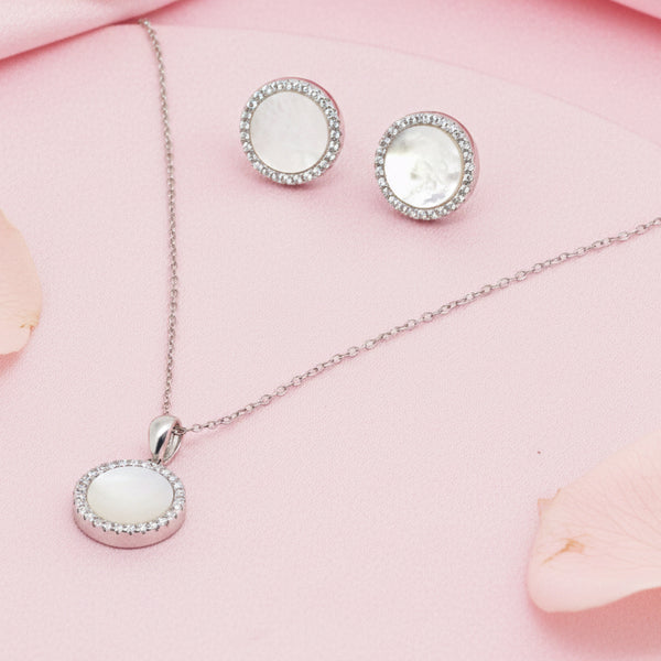 Sterling Silver Mother of Pearl Necklace Set
