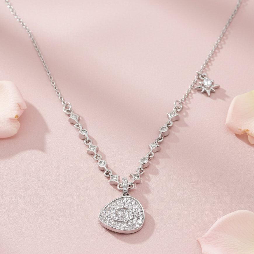 Silver 925 Necklace Set with Round Pendant