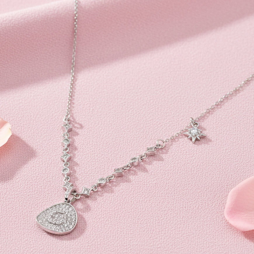 Silver 925 Necklace Set with Round Pendant