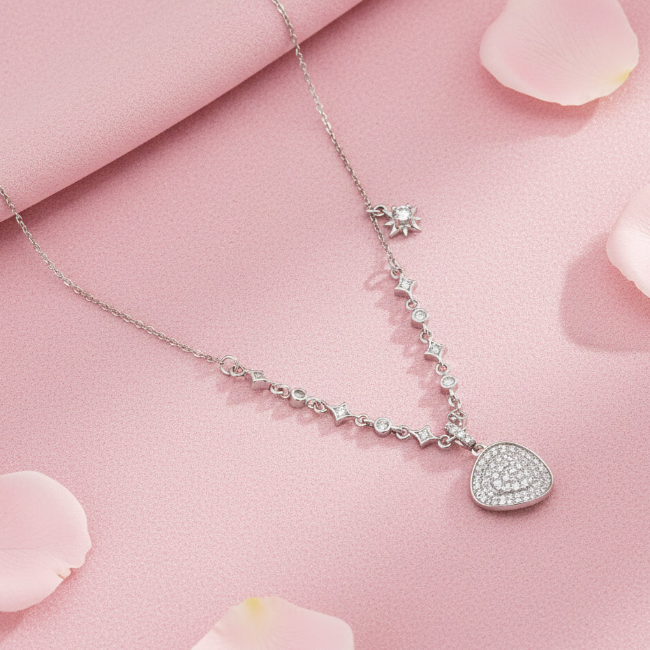 Silver 925 Necklace Set with Round Pendant