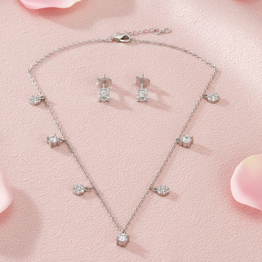 Silver 925 CZ Necklace Set