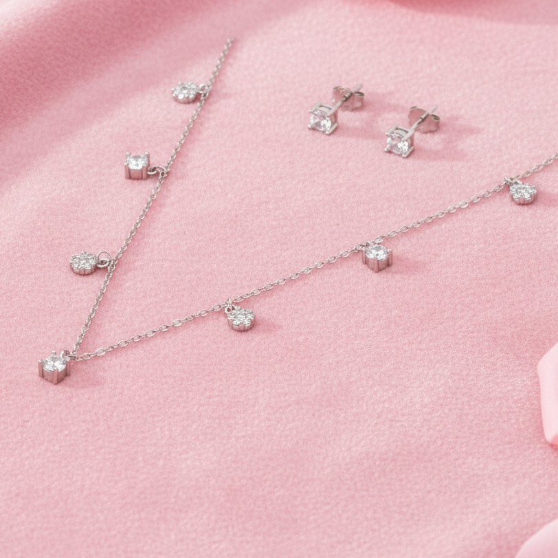 Silver 925 CZ Necklace Set