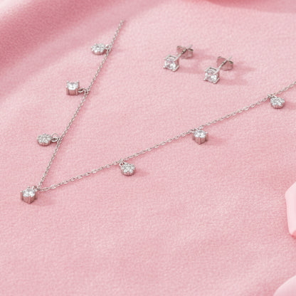 Silver 925 CZ Necklace Set