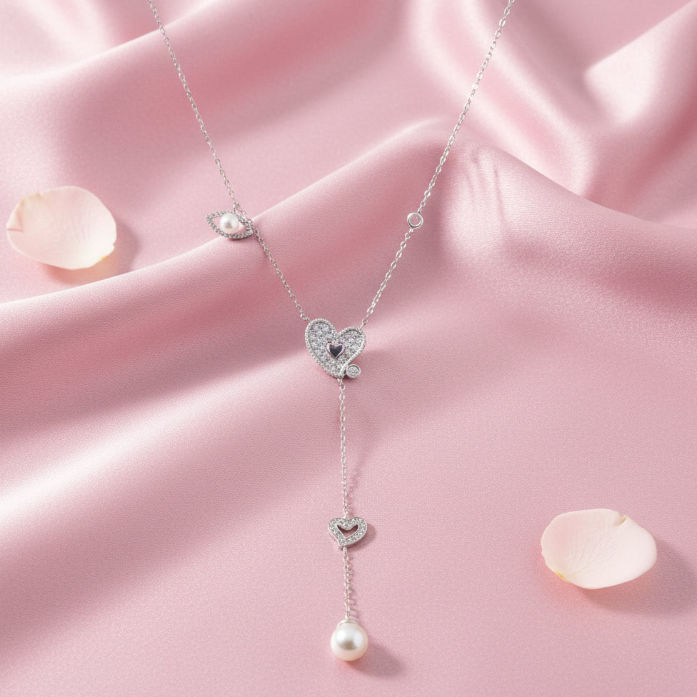 Silver 925 Necklace Set with Pearl